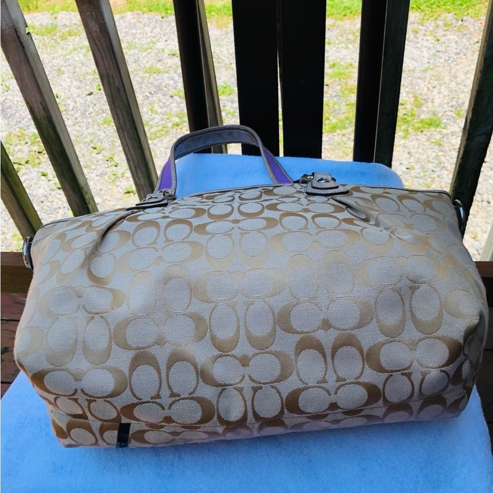 Coach Poppy Rocker Bag Signature Scribble Canvas Shoulder Tote - Picture 6 of 9